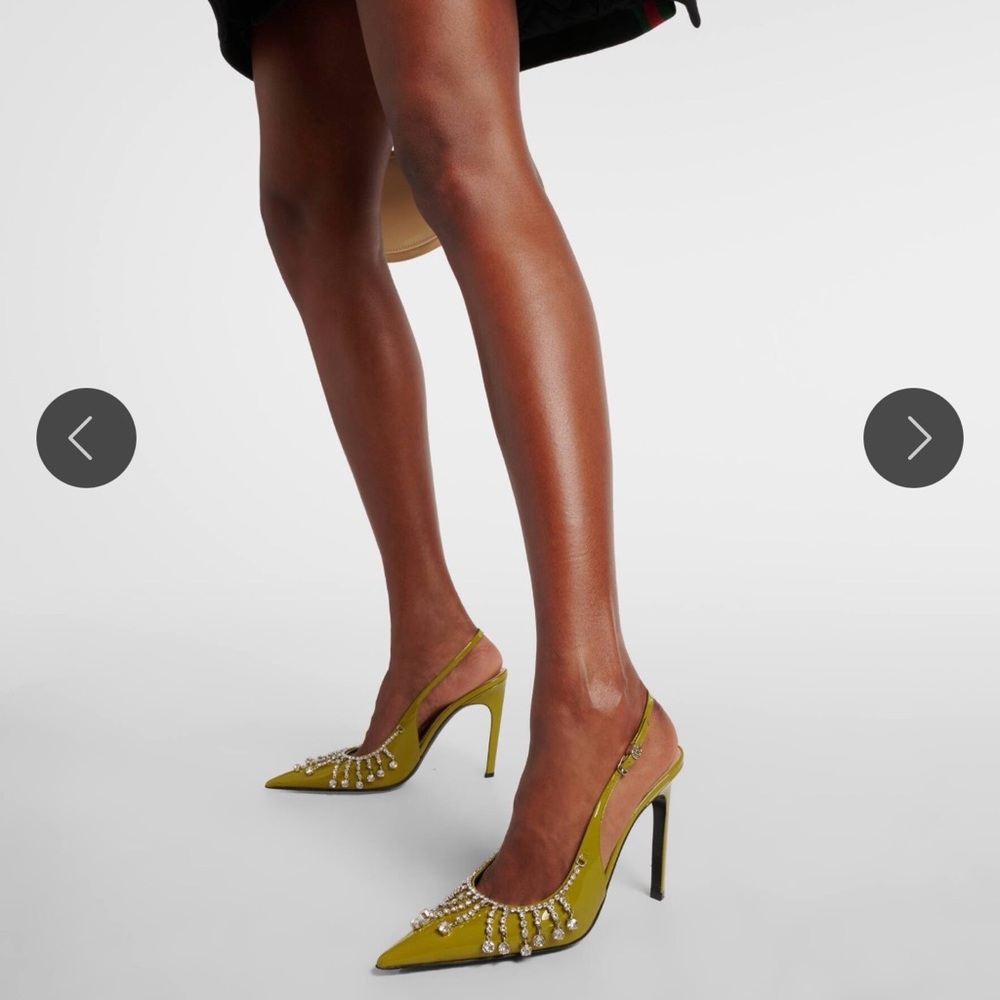 Gucci Olive Green Embellished Heels